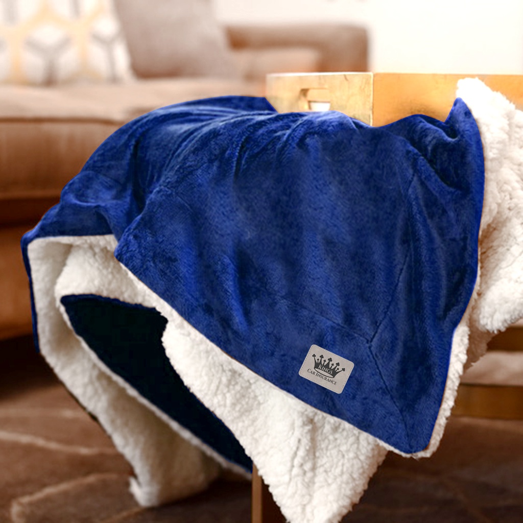 Oversized Micro Mink Sherpa Blanket with Patch