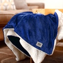 Oversized Micro Mink Sherpa Blanket with Patch